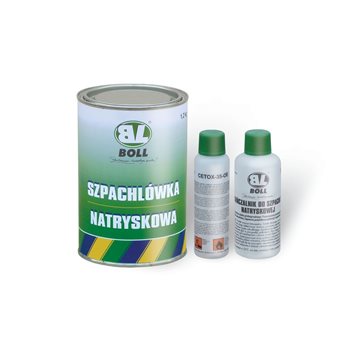 SZPACHLÓWKA NATRYSKOWA 1,15KG / UTWARDZACZ 50ML / ROZCIEŃCZALNIK 80ML / ZESTAW / BOLL
