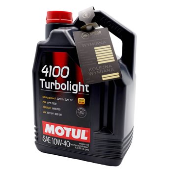 OLEJ MOTUL 10W40 5L 4100 TURBOLIGHT / A3/B4 / SN / 229.3 / 501.01 505.00 / RN 0700 / B71 2300 / DO W