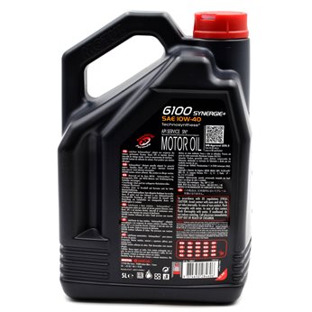 OLEJ MOTUL 10W40 5L 6100 SYNERGIE+ / A3/B4 / SN/CF / 501.01 505.00 / 229.3 / B71 2300 / RN710