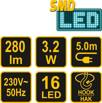 LAMPA WARSZT. PRZEWODOWA LED 3,2W