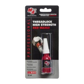 ZABEZPIECZENIE GWINTÓW SILNY 10ML CZERWONY - TRWAŁY MA262 / BLISTER / MA  PROFESSIONAL