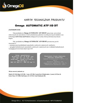 OLEJ OMEGA AUTOMATIC ATF IID DT 20L