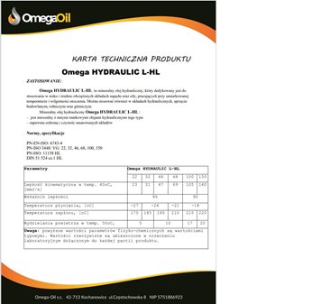 OLEJ OMEGA HV46 5L HYDRAULIC PREMIUM