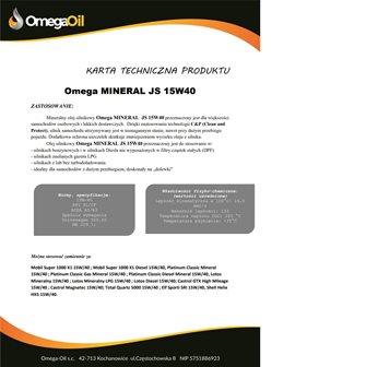 OLEJ OMEGA 15W-40 1L MINERAL JS