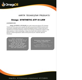 OLEJ OMEGA SYNTHETIC ATF III 1L LKW