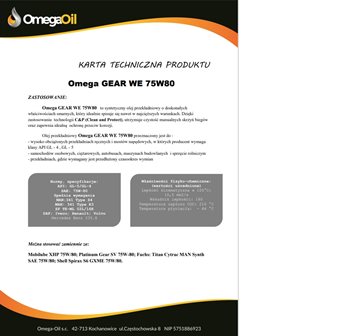 OLEJ OMEGA 75W-80 60L GEAR WE