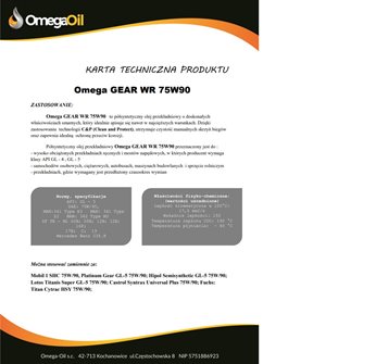 OLEJ OMEGA 75W-90 1L GL-5 GEAR WR
