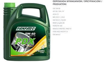 OLEJ FANFARO 5W-40 PDX 1L C2 C3 A3/B4