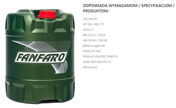 OLEJ FANFARO 5W-40 PDX 60L C2 C3 A3/B4