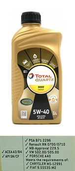 OLEJ TOTAL 5W-40 QUARTZ 9000 1L
