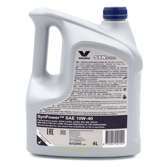 OLEJ VALVOLINE 10W-40 SYNPOWER 4L