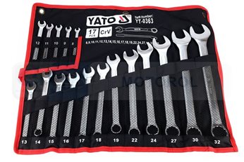 KLUCZE PŁASKO-OCZKOWE 8-32MM, 17 CZ