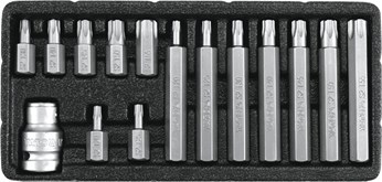 ZESTAW KOŃCÓWEK WKRĘTAKOWYCH TORX SECURITY, T20-T55, 15 CZ.