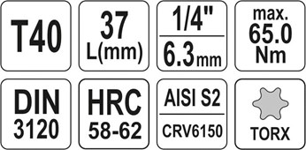 KLUCZ TRZPIENIOWY TORX 1/4 T40 L37MM