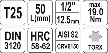 KLUCZ TRZPIENIOWY TORX 1/2 T25 L55MM