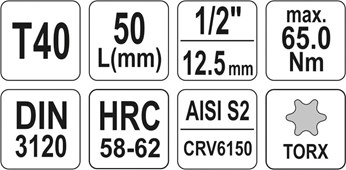 KLUCZ TRZPIENIOWY TORX 1/2 T40 L55MM