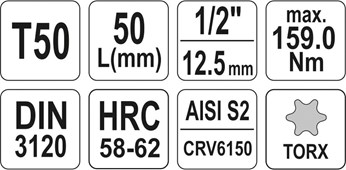 KLUCZ TRZPIENIOWY TORX 1/2 T50 L55MM