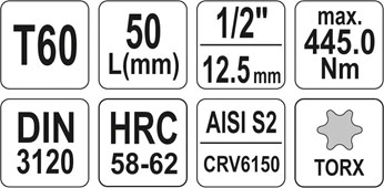 KLUCZ TRZPIENIOWY TORX 1/2 T60 L55MM
