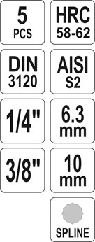 ZESTAW KLUCZY SPLINE NA SZYNIE 5CZ.