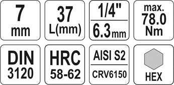 KLUCZ TRZPIENIOWY HEX 1/4 7MM L37MM