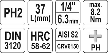 KLUCZ TRZPIENIOWY PH2 1/4 L37MM