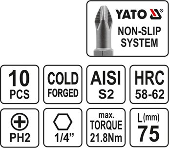 KOŃCÓWKI WKRĘTAKOWE PH2X75 MM, KPL. 10 SZT.