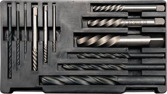 WYKRĘTAKI DO ZERWANYCH ŚRUB I WIERTŁA HSS DO METALU, KPL. 12 SZT.