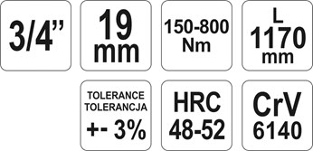 KLUCZ DYNAMOMETRYCZNY 3/4 150-800 NM
