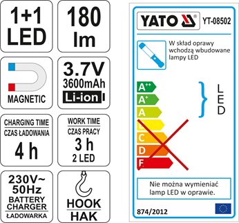 LAMPA WARSZTATOWA LI-ION 2W1 LED MAGNETIC