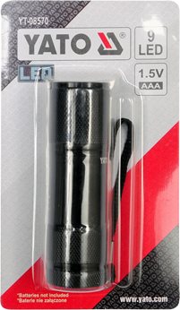 LATARKA ALUMINIOWA, 9 LED, CZARNA