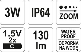 METALOWA LATARKA Z DIODA CREE, 228X47MM