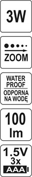 LATARKA CZOŁOWA 3W, 100LM