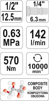 "KLUCZ PNEUMATYCZNY 1/2"" 570NM"