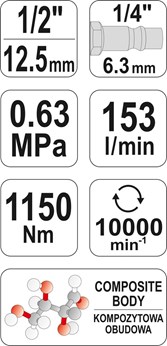 KLUCZ PNEUMATYCZNY 1/2'' 1150NM