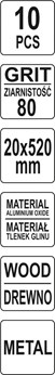TASMA SCIERNA BEZKON. 10SZT P80 20X520MM