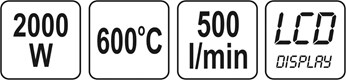 OPALARKA 2000W 70~600°C AKCES. WYŚW. LCD